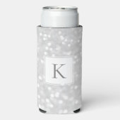 Zilver Glitter Glans Glam Beginletter Monogram (Seltzer Achterkant)