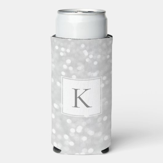 Zilver Glitter Glans Glam Beginletter Monogram (Seltzer Voorkant)