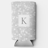 Zilver Glitter Glans Glam Beginletter Monogram (Voorkant)