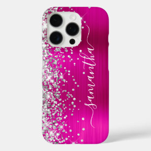 Zilver Glitter Heet Roze Metaalachtige Meisjesacht iPhone 16 Pro Hoesje