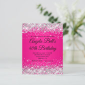 Zilver Glitter Heet Roze Ombre Fancy Monogram 40st (Staand voorkant)