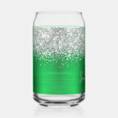 Zilver Glitter Helder Groen Glam Naam Blikvorm Glas (Rechts)