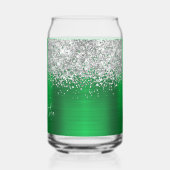 Zilver Glitter Helder Groen Glam Naam Blikvorm Glas (Links)