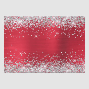 Zilver Glitter Helder Rode Ombre Folie Tissuepapier