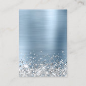 Zilver Glitter Light Blue Folie Earning Display Visitekaartje (Achterkant)