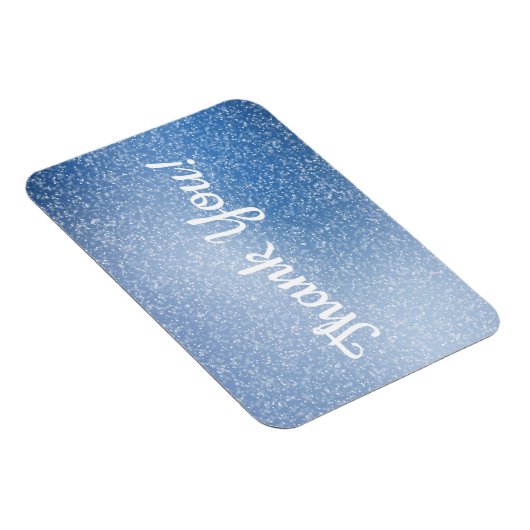 Zilver glitter op blauwe achtergrond Dank u Magneet (Rechterzijde)