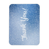 Zilver glitter op blauwe achtergrond Dank u Magneet (Verticaal)