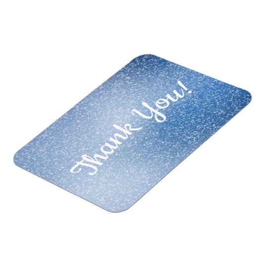 Zilver glitter op blauwe achtergrond Dank u Magneet (Linkerzijde)