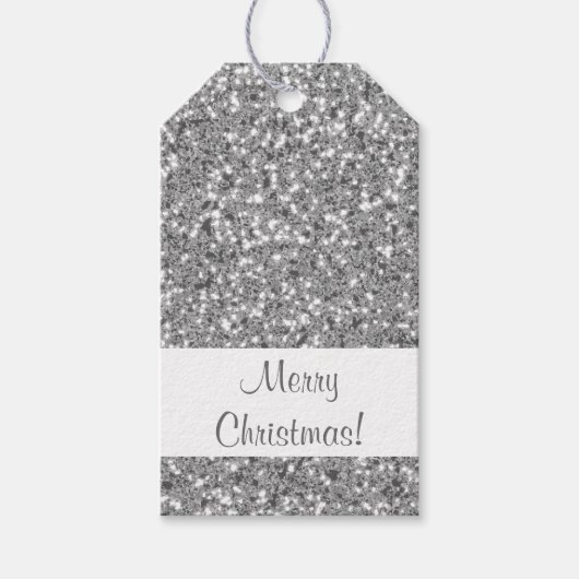 Zilver Glitter Pattern-achtige look-like Cadeaulabel (Voorkant)