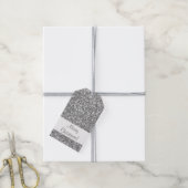 Zilver Glitter Pattern-achtige look-like Cadeaulabel (Met Touw)