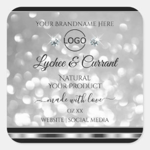 Zilver Glitter Product Label Sparkle Diamonds Logo