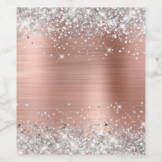 Zilver Glitter Roze Gouden Folie Blanco Wijn Etiket (Enkel label)