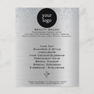 Zilver Glitter Schoonheidssalon Flyer