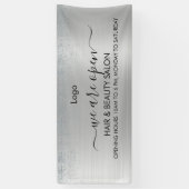 Zilver Glitter Schoonheidssalon Spandoek (Verticaal)