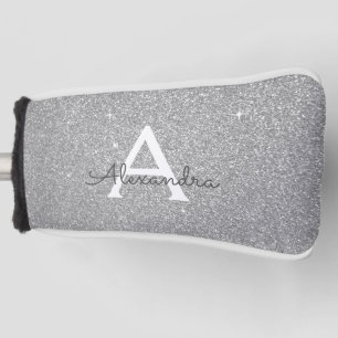 Zilver Glitter & Sparkle Monogram Naam Golfheadcover