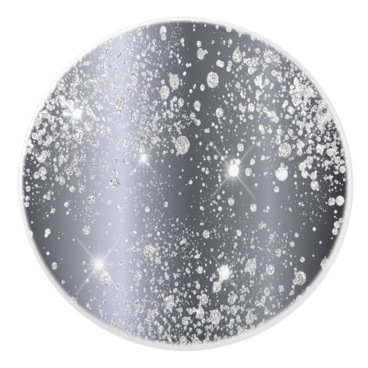 Zilver glitter sparkles elegant glazuur keramische knop (Voorkant)