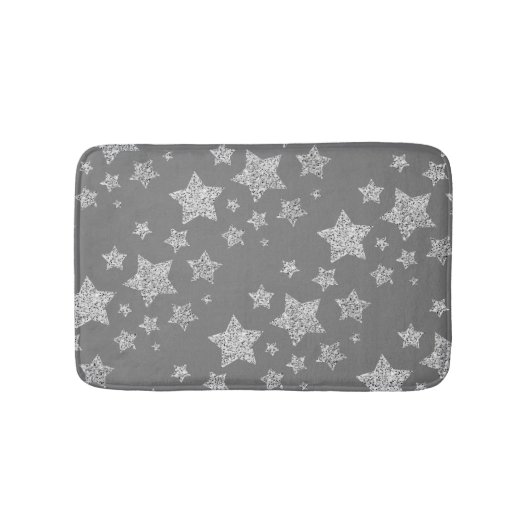Zilver glitter sparkles Stars patroon licht grijs Badmat (Voorkant)