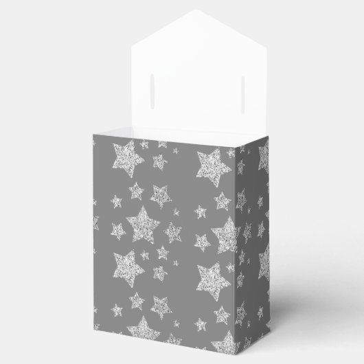 Zilver glitter sparkles Stars patroon licht grijs Bedankdoosjes (Geopend)