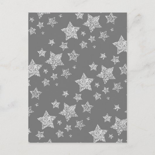 Zilver glitter sparkles Stars patroon licht grijs Briefkaart (Voorkant)