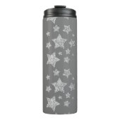 Zilver glitter sparkles Stars patroon licht grijs Thermosbeker (Voorkant)