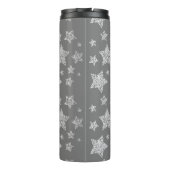 Zilver glitter sparkles Stars patroon licht grijs Thermosbeker (Achterkant)