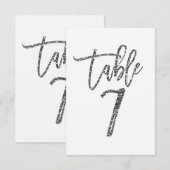Zilver Glitter Trendy Moderne Script Tafelnummer 7 (Voorkant / Achterkant)