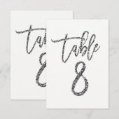 Zilver Glitter Trendy Moderne Script Tafelnummer 8 (Voorkant / Achterkant)