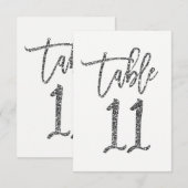 Zilver Glitter Trendy Script Tafelnummer 11 (Voorkant / Achterkant)