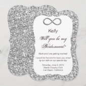 Zilver Glitter Zilver Oneindig Bruidsmeisje Kaart (Voorkant / Achterkant)