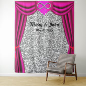 Zilver Glitter Zilver Oneindig Roze Gordijn Wandkleed (In situ)