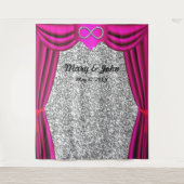 Zilver Glitter Zilver Oneindig Roze Gordijn Wandkleed (Voorkant)