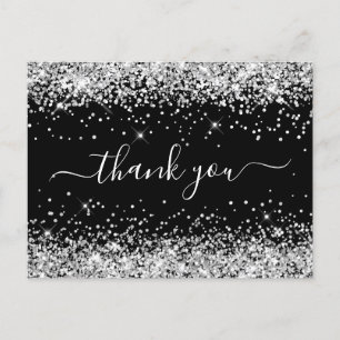 Zilver Glitter Zwarte Baby Shower Dank Je Briefkaart