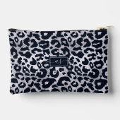 Zilver Glitterprint Zwart Luipaard Monogram Namen  Etui (Achterkant)