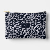 Zilver Glitterprint Zwart Luipaard Monogram Namen  Etui (Voorkant)