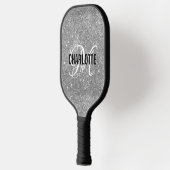 Zilver glitters witte script monogram naam pickleball paddle (Links)