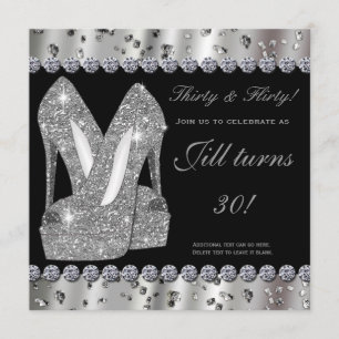 Zilver glittery high heels schoenen party-uitnodig kaart