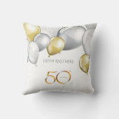 Zilver/goud 50e verjaardag werpt kussen. "NAAM' Kussen (Achterkant)
