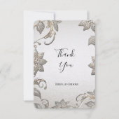 Zilver Goud Bloemen Dank u kaart (Voorkant)