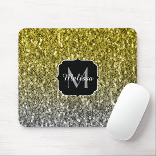 Zilver goud donkere vonken glinster ombre Monogram Muismat