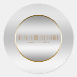 Zilver & Goud Elegante Klasse Glam Bruiloft Favor Ronde Sticker