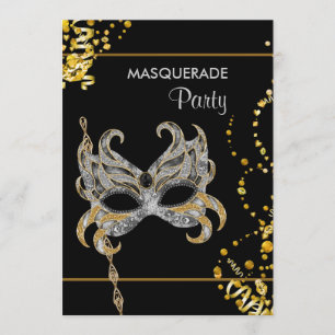 Zilver Goud Mardi Gras Masquerade Party Kaart