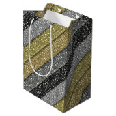 Zilver & Goud Metallic Glitter Gift Bag Medium Cadeauzakje (Achterkant Gekanteld)
