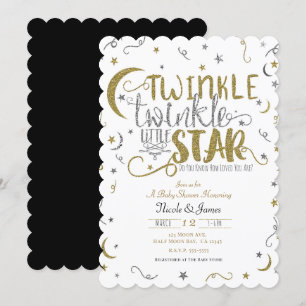 Zilver & Goud Twinkel Twinkel Kleine Ster Babyshow Kaart