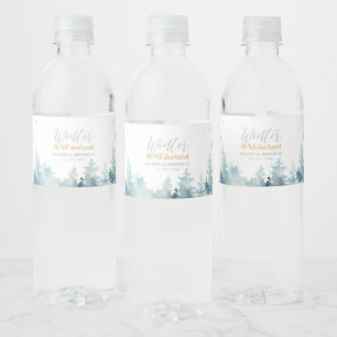 Zilver & Goud Winter Wonderland 1e Verjaardagsfees Waterfles Etiket