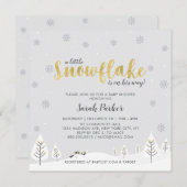 Zilver & Goud Winter Wonderland Jongens Baby Showe Kaart (Voorkant / Achterkant)