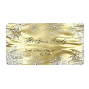 Zilver Goud Winter Wonderland Kerstvakantie Etiket