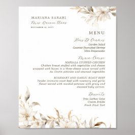 Zilver Goud Wit Bloemen Quinceanera Verjaardag Men Poster