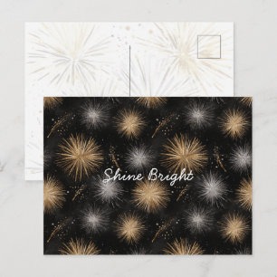 Zilver Goud Zwarte Kerstviering Briefkaart