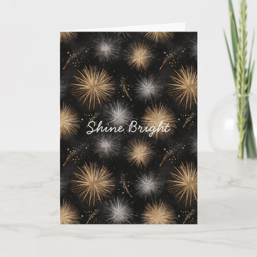 Zilver Goud Zwarte Kerstviering Kaart (Voorkant)