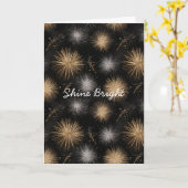 Zilver Goud Zwarte Kerstviering Kaart (Gele Bloem)